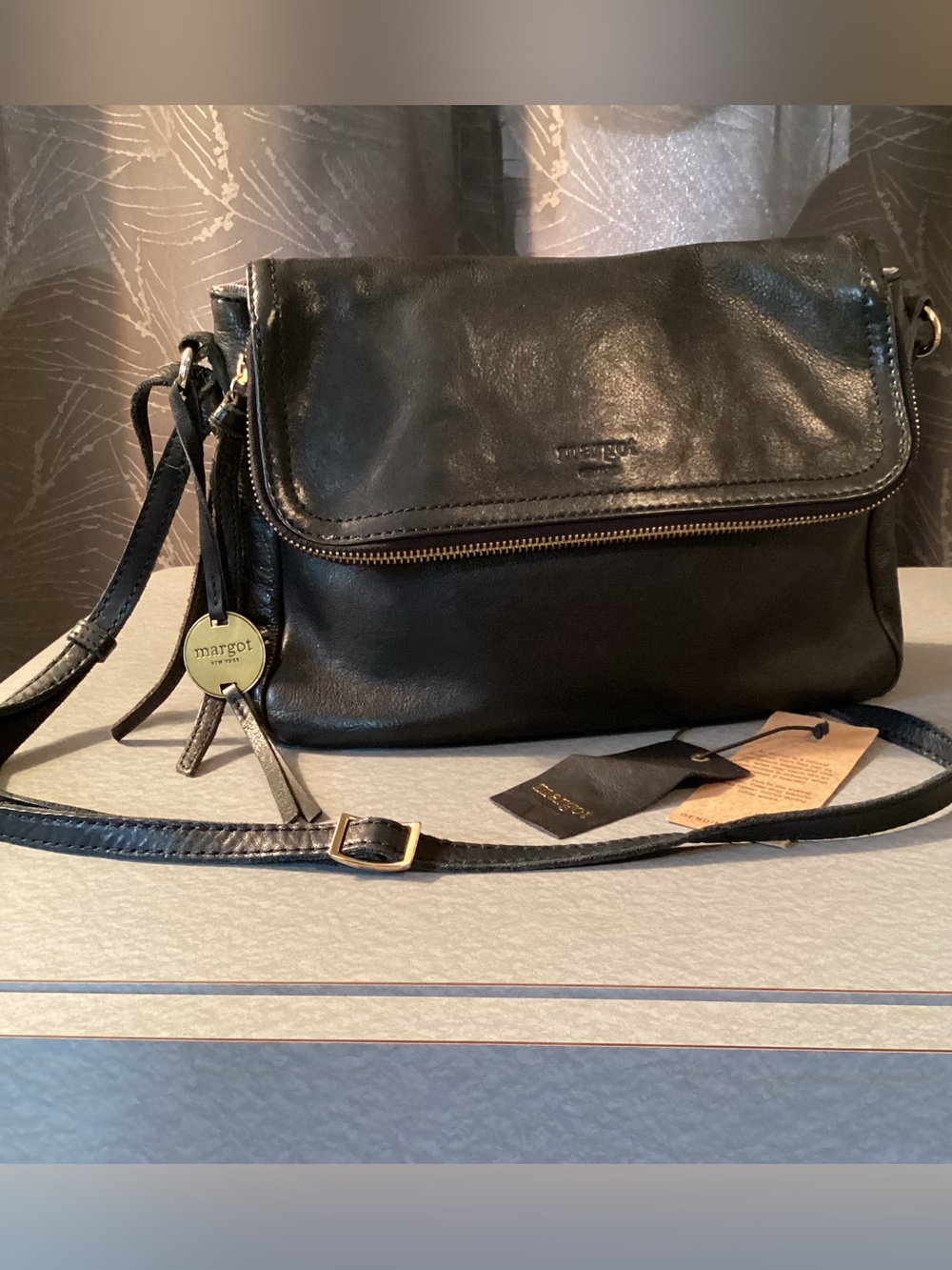 margot Genuine Leather Zip-Flap &Snap Crossbody Bag, interior zip & other pocket